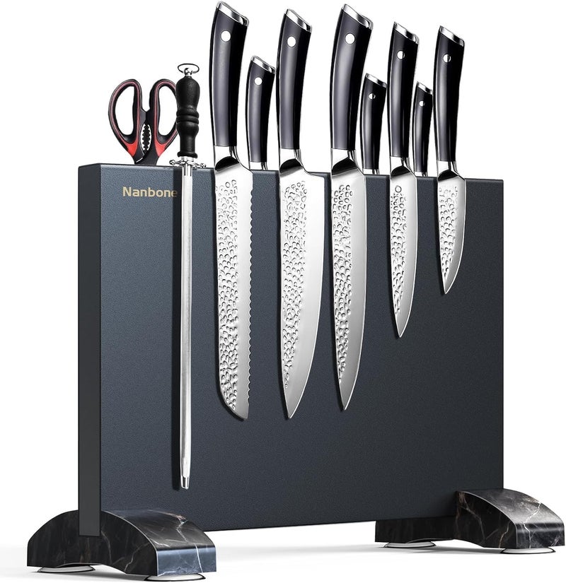 Nanbone Magnetic Knife Block Without Knives, Black Stainless Steel Magnetic Knife Holder Stand with Strong Knife Magnet Double Side Knife Magnetic Strip Knife Storage Organizer for Kitchen Counter Top - Image 1